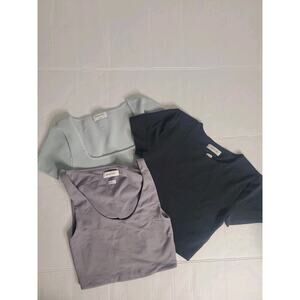 Aritzia Babaton LOT (3) Crop Top SZ Small Short Sleeves Multicolor Womens